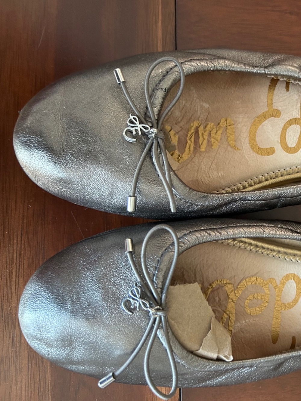 Sam Edelman Felicia Ballet Flats Light Pewter Leather Size 8.5